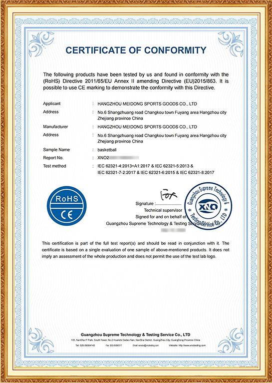 Certificat ROHS
